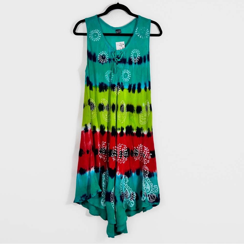 NWT Vacation Time Tie Dye Paisley Boho Midi Dress